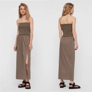 Strapless All Saints Brown Maxi Dress